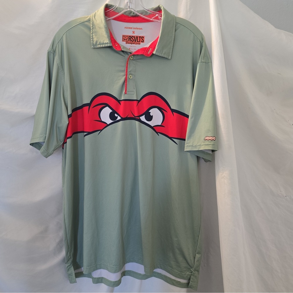 RSVLTS TMNT Teenage Mutant Ninja Turtles "Raphael" All-Day Polo Shirt Men's Sz L